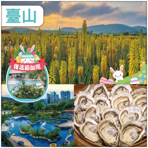 復活節加班：大陸唯一 觀賞蘆薈花海處 每圍臺100只正宗臺山生蠔 臺山喜運來溫泉酒店純玩3天